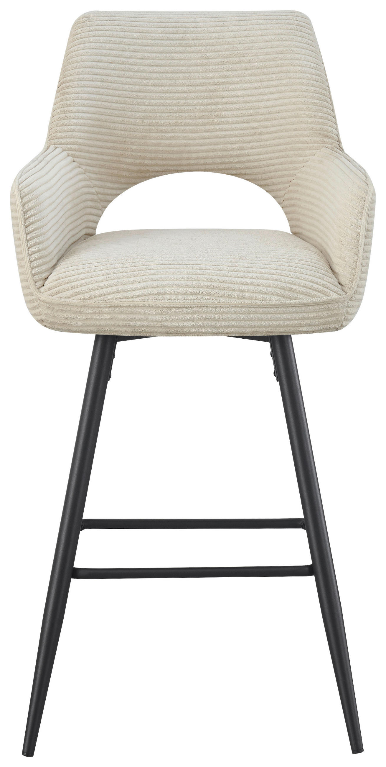 BARHOCKER Cord Schwarz, Beige Eisen Stoffauswahl, inklusive Armlehnen  - Beige/Schwarz, Design, Textil/Metall (56/110/58cm) - Hom`in