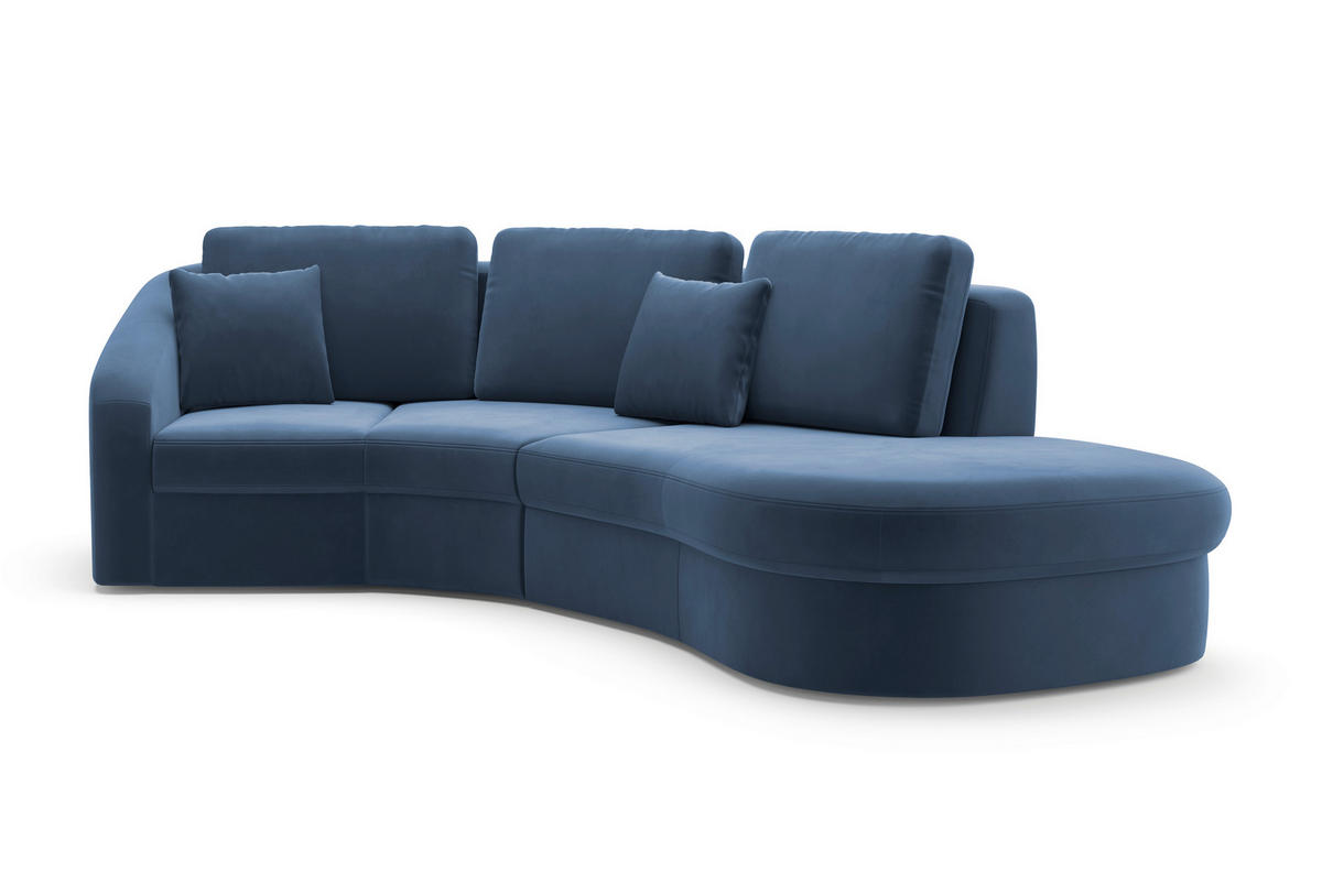 ECKSOFA in Samt Blau  - Blau/Schwarz, Modern, Kunststoff/Textil (266/230cm) - Sit & More