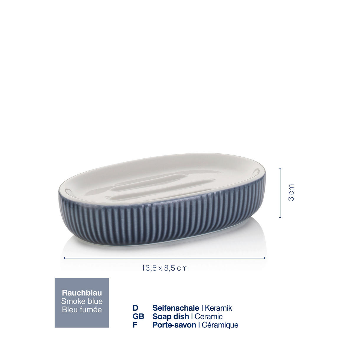 SEIFENSCHALE Keramik  - Blau, Basics, Keramik (8,5/3/13,5cm) - Kela