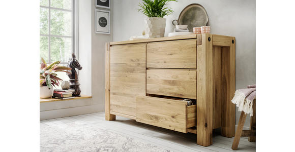 SIDEBOARD Wildeiche massiv Eichefarben Einlegeboden  - Eichefarben, Natur, Holz (140/90/45cm) - Valnatura