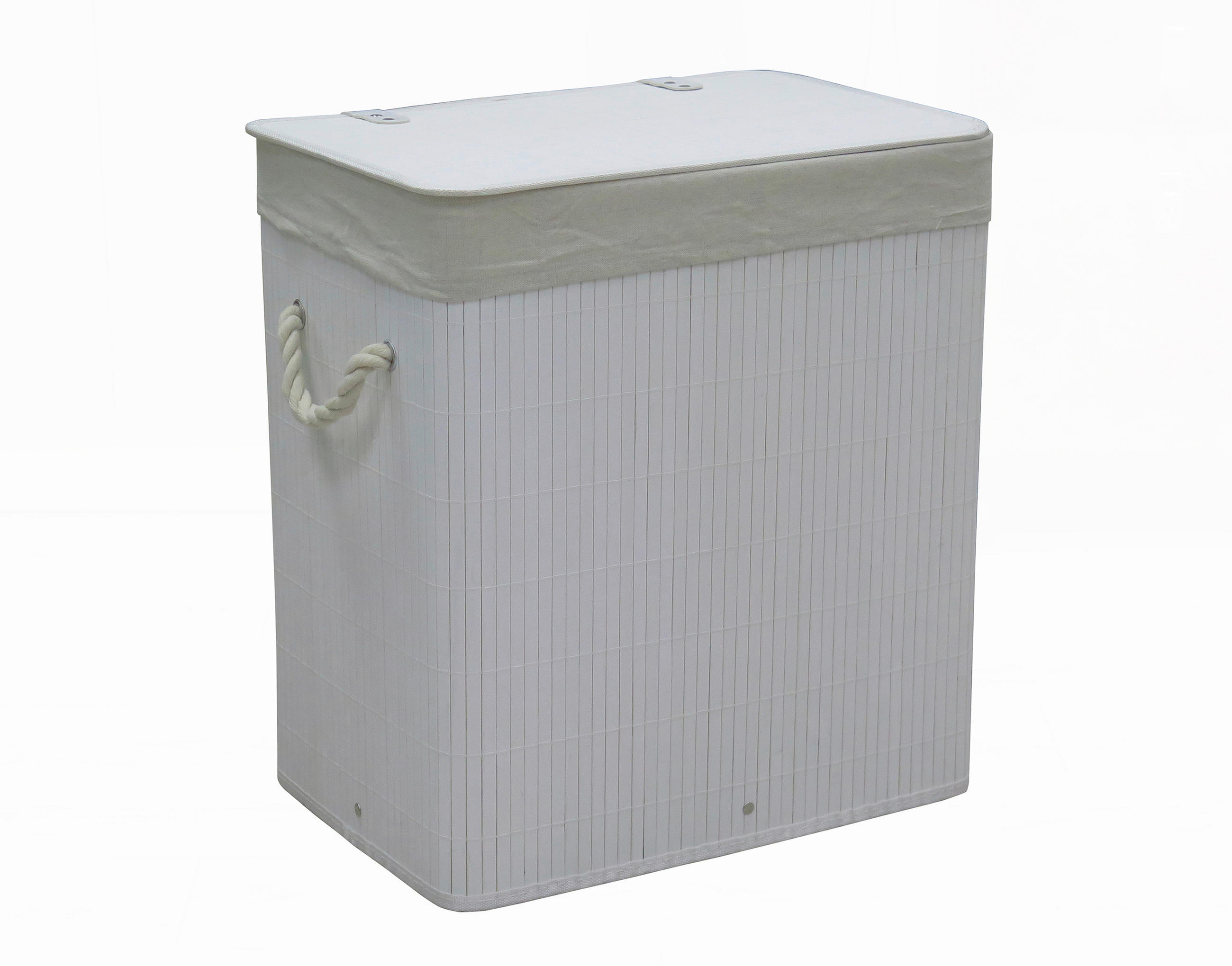 KOŠARA ZA PERILO - bela, Basics, tekstil/les (51/56/37cm) - Landscape