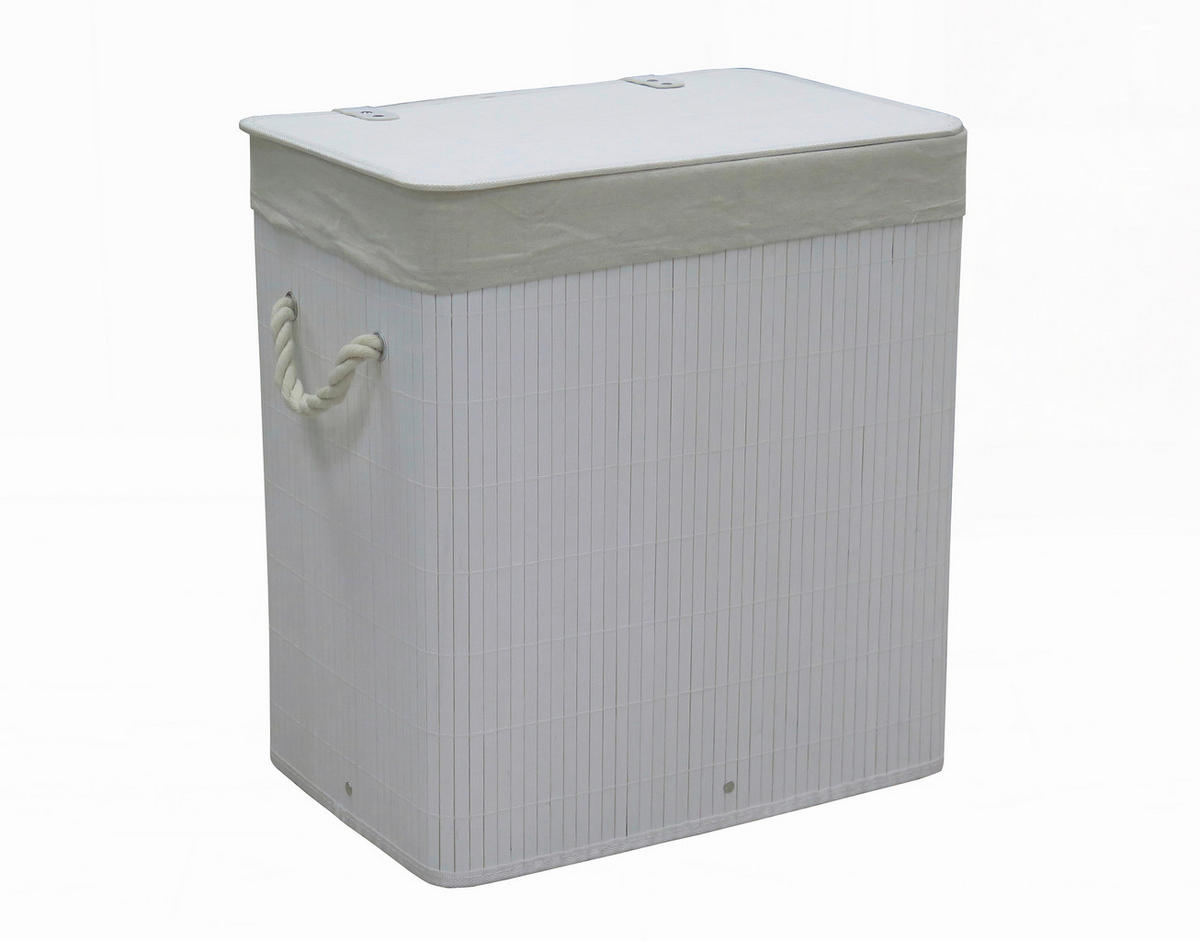 KOŠARA ZA PERILO - bela, Basics, tekstil/les (51/56/37cm) - Landscape