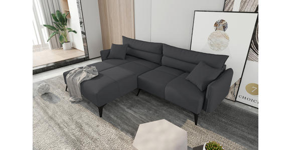 ECKSOFA in Cord Dunkelgrau  180/253 cm  - Dunkelgrau/Schwarz, KONVENTIONELL, Textil/Metall (180/253cm) - Carryhome
