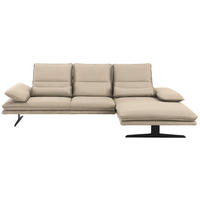 ECKSOFA in Mikrofaser Beige  291/164 cm  - Beige/Schwarz, Design, Textil/Metall (291/164cm) - Chilliano