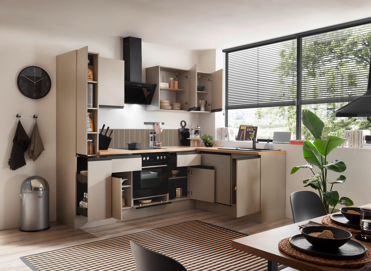 ECKKÜCHE 250/175 cm  in Seidengrau  - Eichefarben/Seidengrau, Trend, Holzwerkstoff/Metall (250/175cm) - P & B