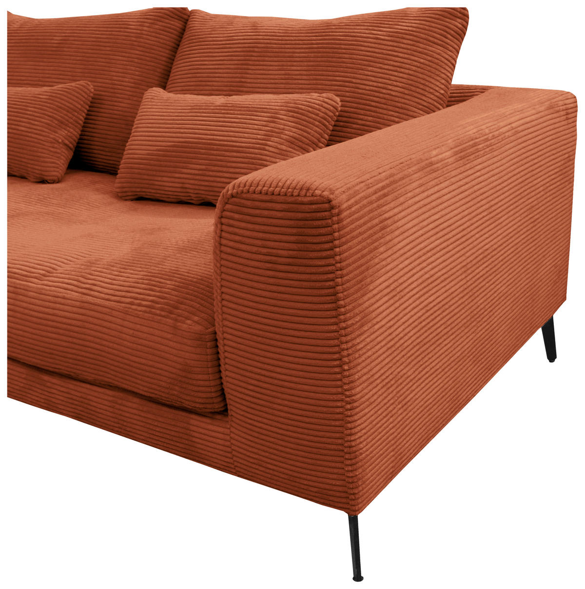 ECKSOFA in Cord Kupferfarben  - Schwarz/Kupferfarben, Design, Textil/Metall (172/313cm) - Livetastic
