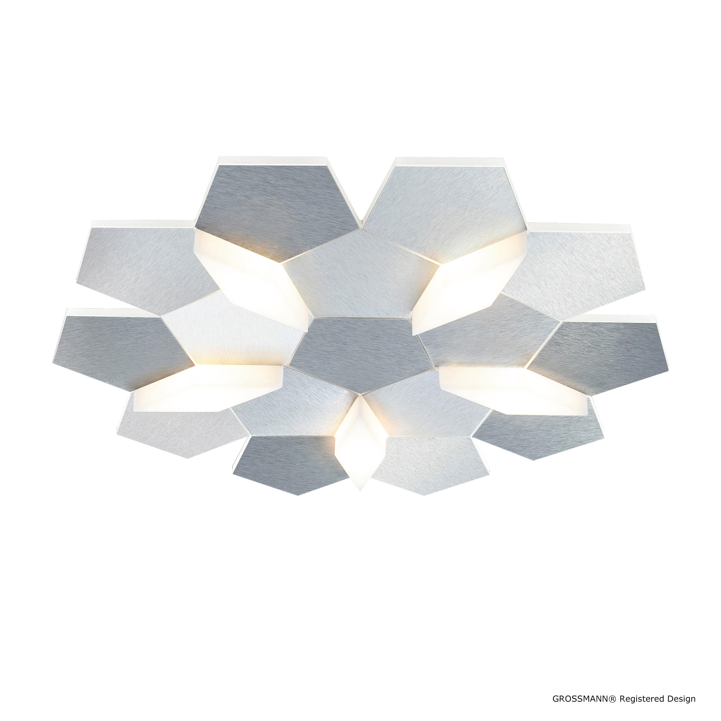LED-DECKENLEUCHTE  - Alufarben, Design, Metall (44,6/42,4/7,4cm) - Grossmann