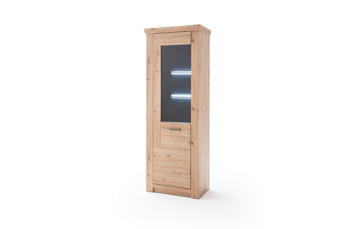 VITRINE  in Eichefarben, Anthrazit - Eichefarben/Anthrazit, Design, Glas/Holz (74/211/45cm) - Livetastic