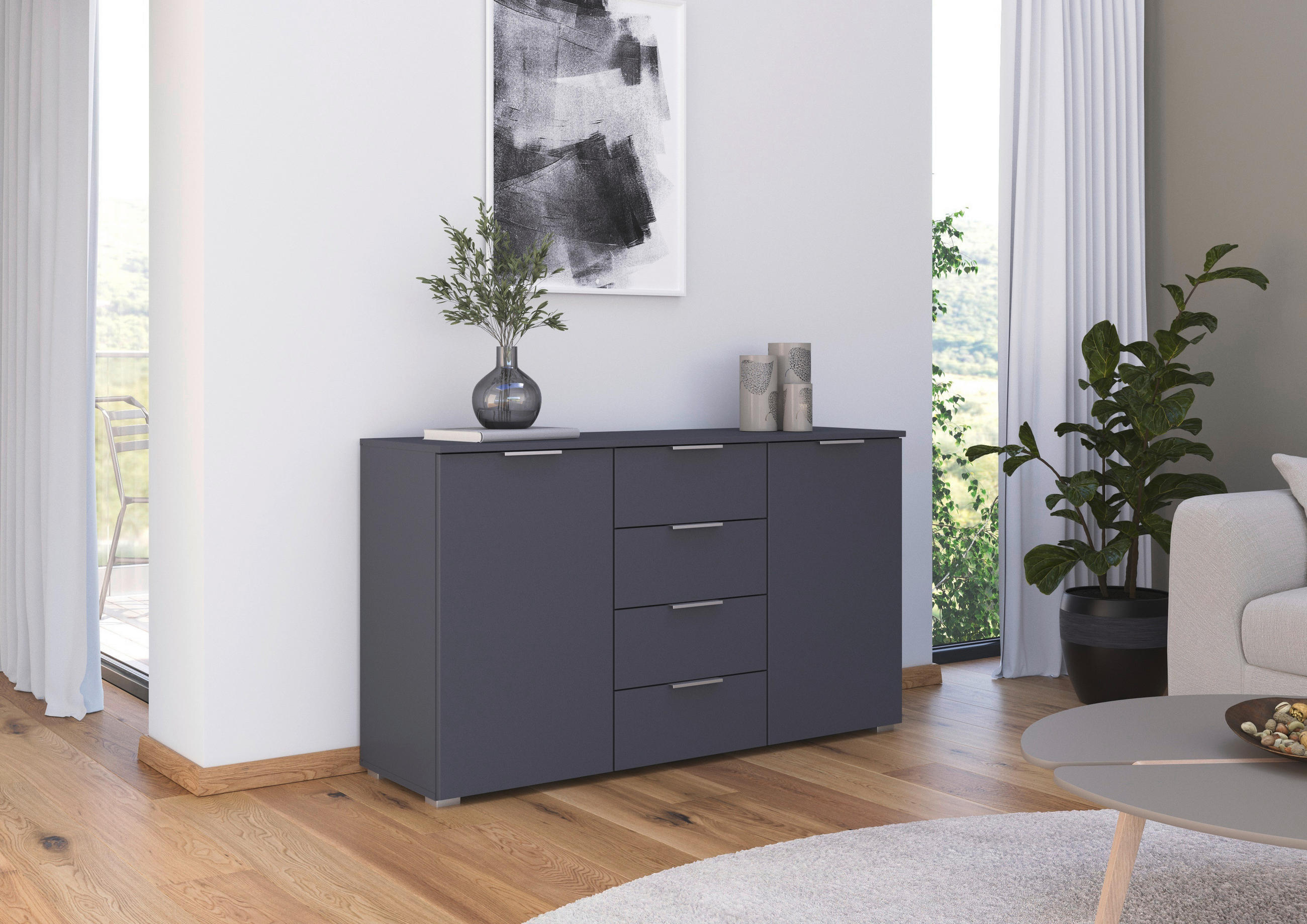 SIDEBOARD 140/81/42 cm  in Grau  - Alufarben/Grau, MODERN, Holzwerkstoff/Kunststoff (140/81/42cm) - Rauch Möbel