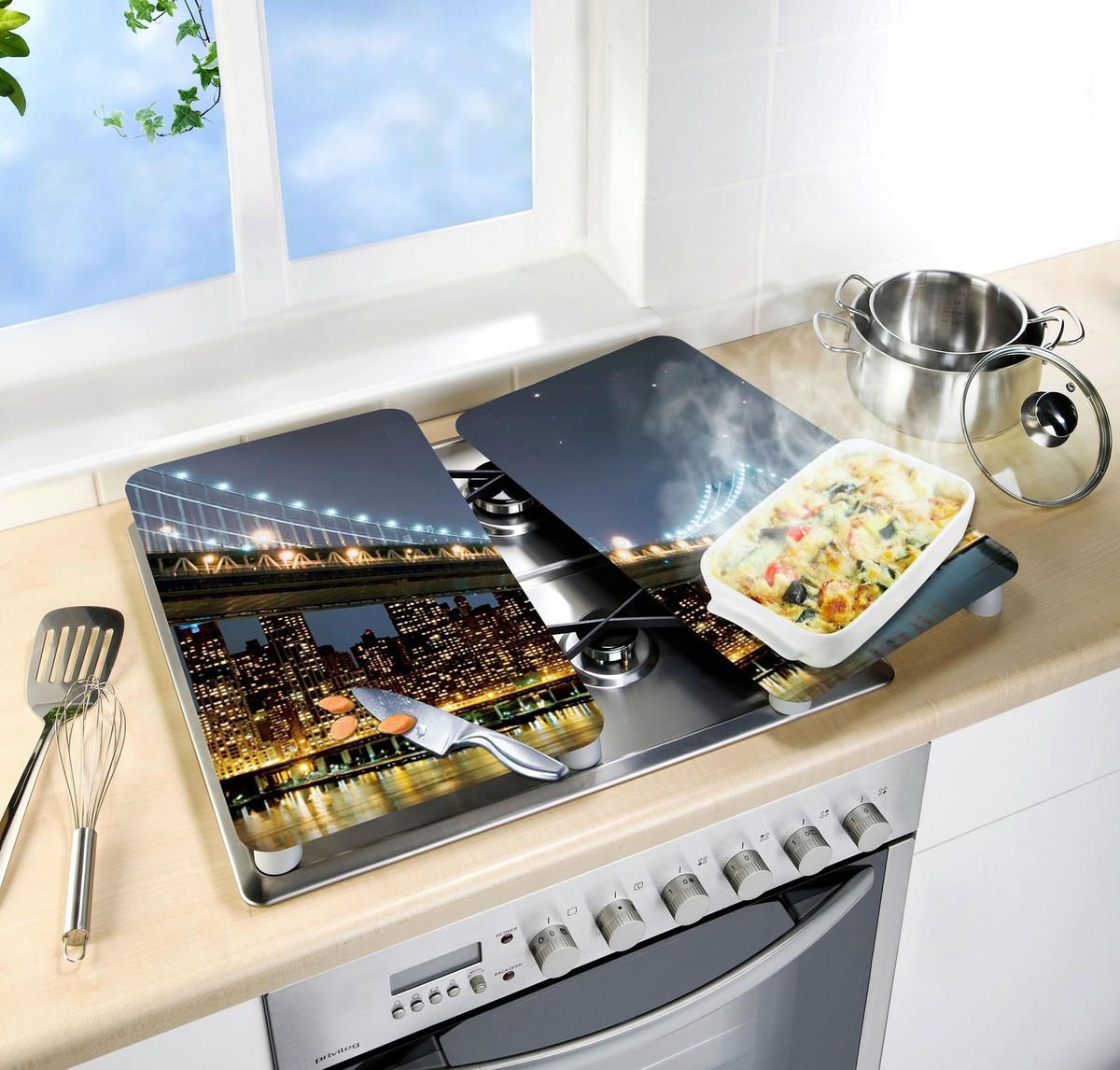 HERDABDECKPLATTE 2521320100  - Gelb/Schwarz, Design, Glas/Kunststoff (30/1,8-5,5/52cm) - Wenko