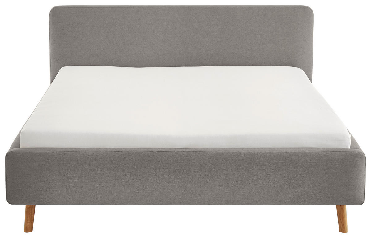 POLSTERBETT 180/200 cm  in Grau  - Eichefarben/Birkefarben, Design, Holz/Textil (180/200cm) - Xora