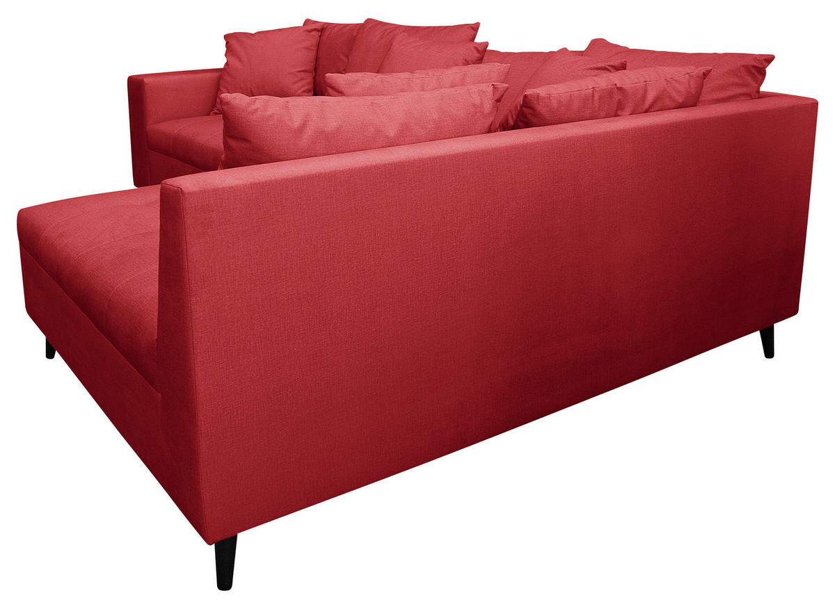 Ecksofa inkl. Hocker in Mikrofaser Rot  - Rot/Schwarz, Design, Holz/Textil (247/174cm) - MID.YOU