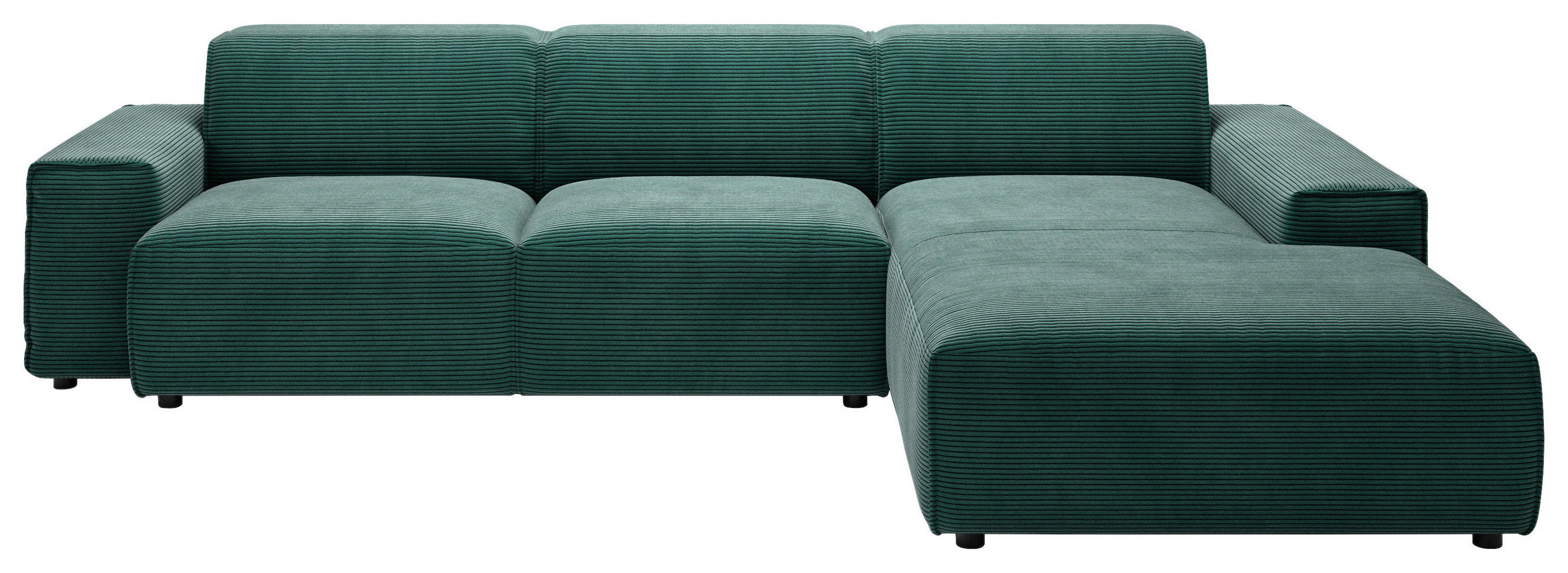 ECKSOFA 9125 Dunkelgrün Cord  - Dunkelgrün/Schwarz, Design, Kunststoff/Textil (300/189cm) - Pure Home Lifestyle