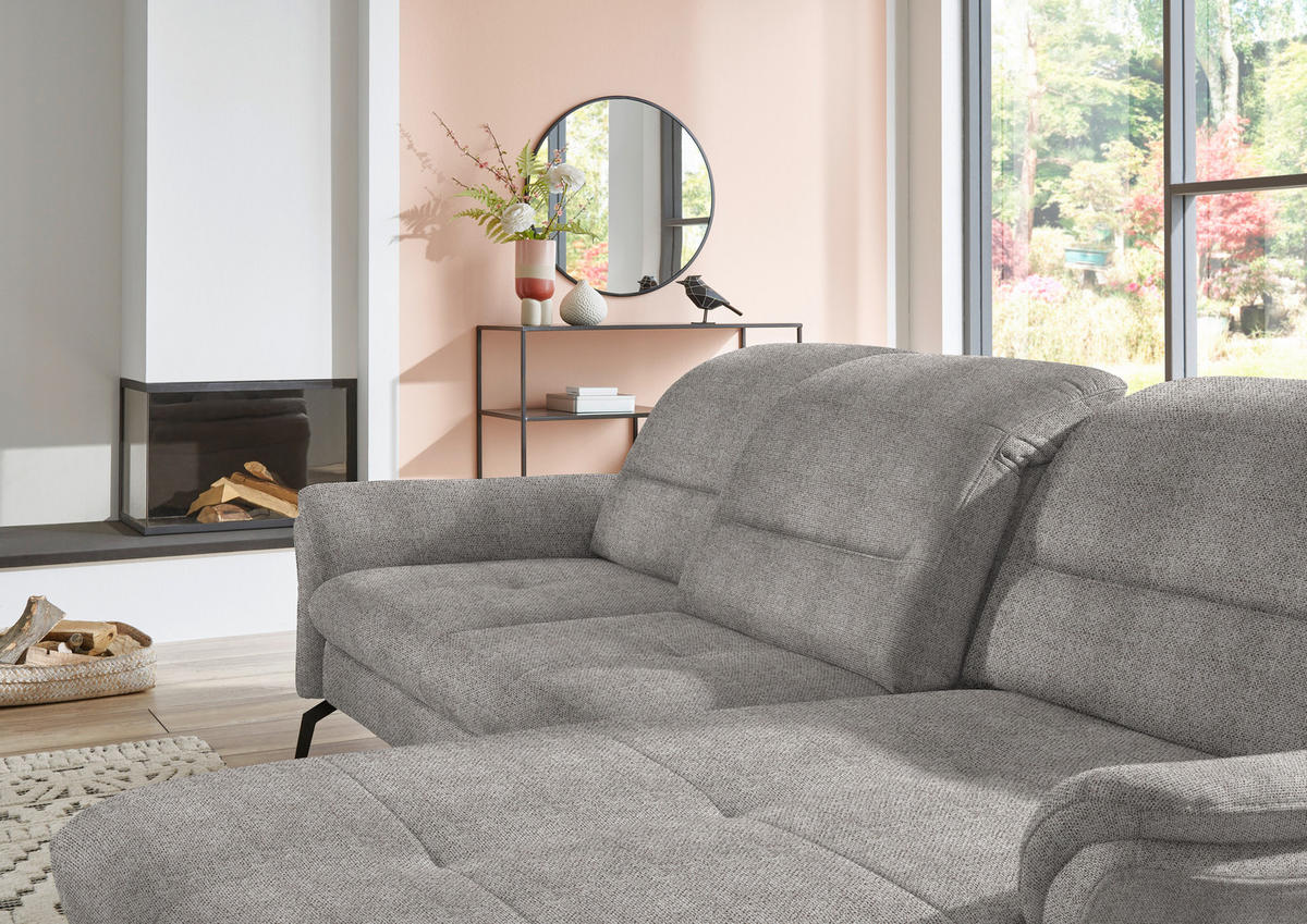 ECKSOFA in Flachgewebe Graubraun  - Graubraun/Schwarz, Konventionell, Textil/Metall (260/181cm) - Beldomo Speed