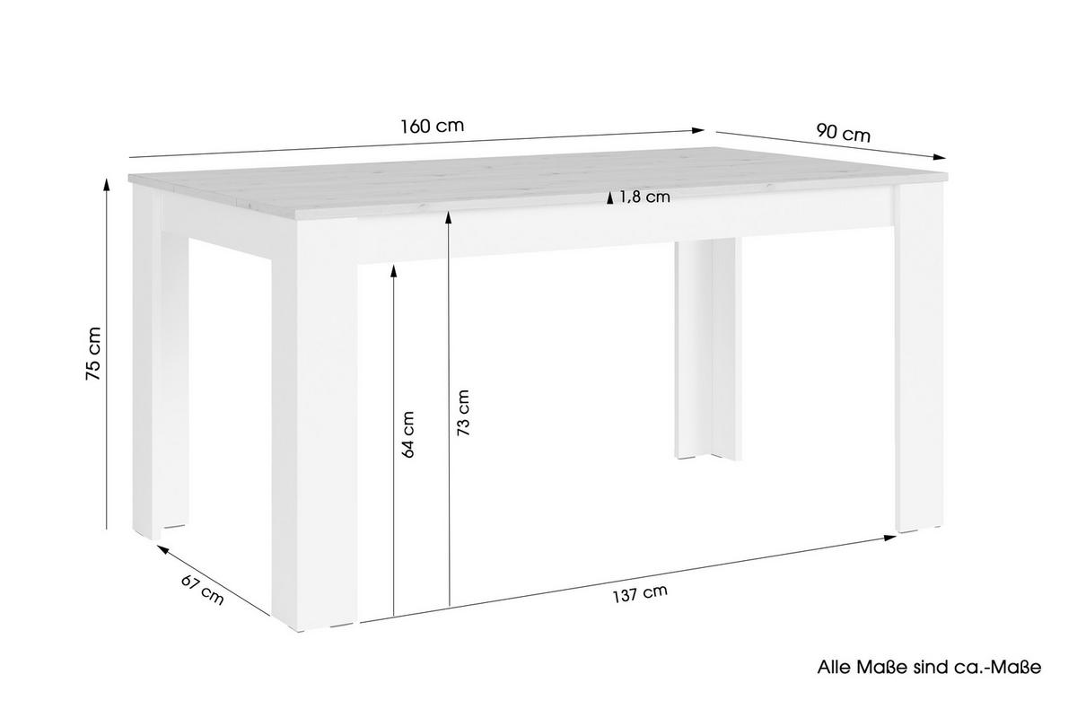 ESSTISCH rechteckig Weiß, Eiche Artisan  - Weiß/Eiche Artisan, MODERN, Holzwerkstoff (160/90/75cm) - MID.YOU