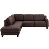 ECKSOFA in Echtleder Dunkelbraun  - Eichefarben/Dunkelbraun, Design, Leder/Holz (235/259cm) - Valdera