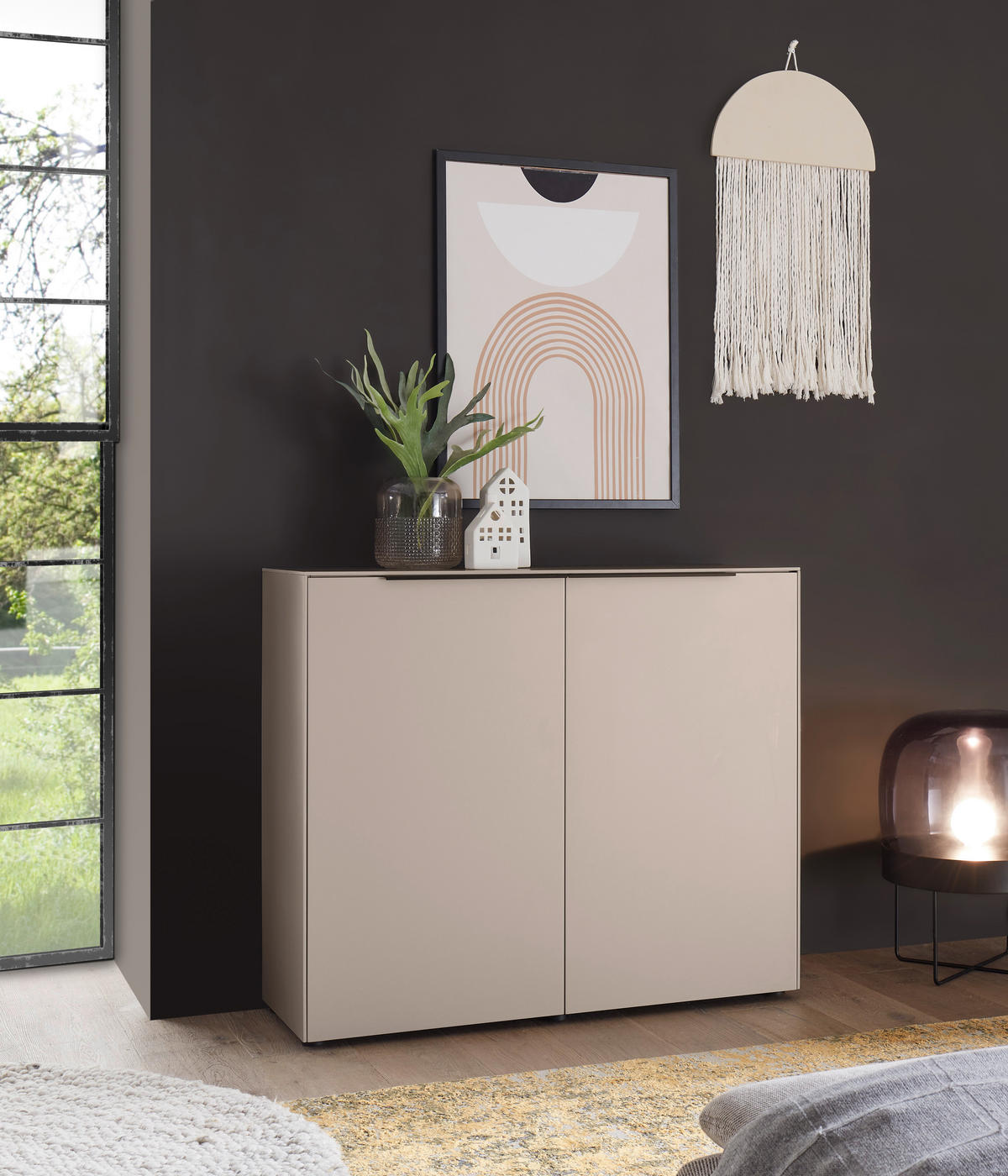 KOMMODE , 100/87/38 cm,  - Kaschmir/Schwarz, Design, Holzwerkstoff/Kunststoff (100/87/38cm) - Voleo