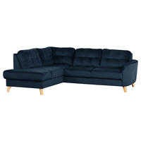 ECKSOFA Dunkelblau Samt  - Buchefarben/Dunkelblau, Design, Holz/Textil (190/236cm) - Livetastic
