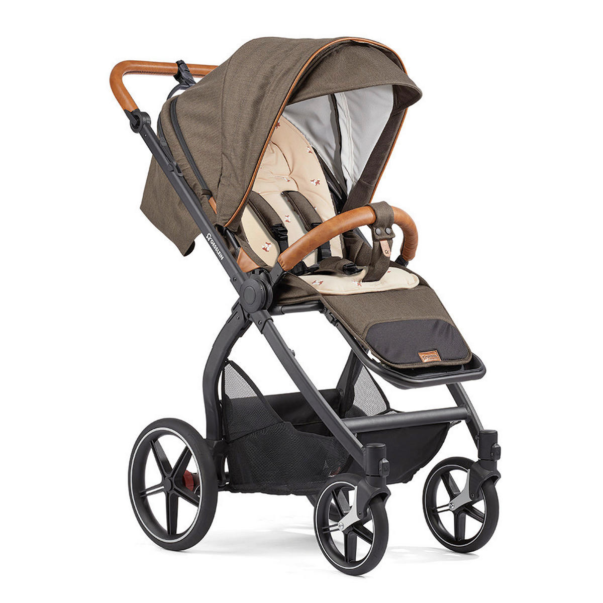 KOMBIKINDERWAGEN  FX4 Swing Set mit Handbremse  Mokka  - Beige/Schwarz, Basics, Textil (100/55/130cm) - Gesslein