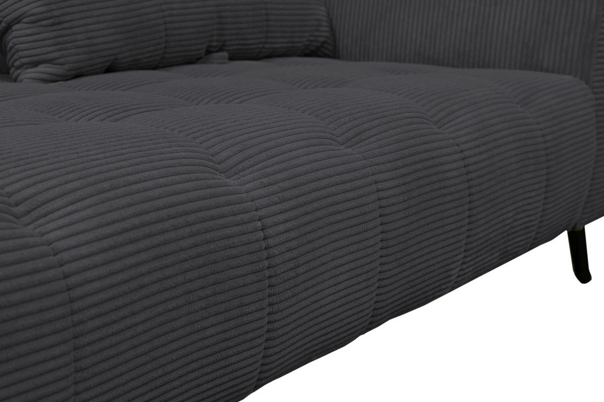 BIGSOFA Cord Anthrazit  - Anthrazit/Schwarz, KONVENTIONELL, Textil/Metall (246/100/116cm) - Carryhome