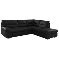 ECKSOFA Schwarz Echtleder Bettkasten, Schlaffunktion  - Chromfarben/Schwarz, Design, Leder/Metall (268/216cm) - Livetastic