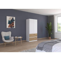 DREHTÜRENSCHRANK in Weiss, Eiche Artisan  - Weiss/Eiche Artisan, Modern, Holzwerkstoff (91/197/54cm) - Rauch Möbel
