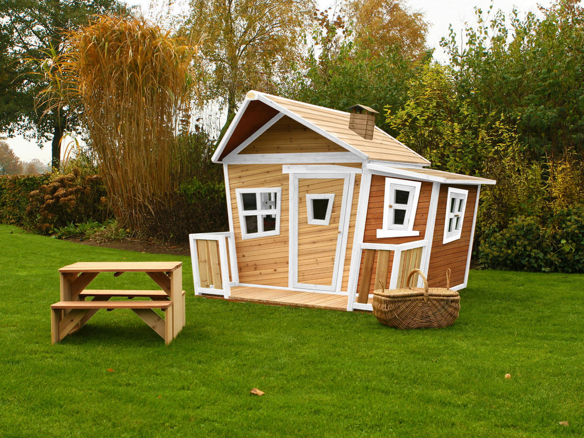 SPIELHAUS 220/174/193 cm  - Braun/Weiß, KONVENTIONELL, Holz (220/174/193cm) - Ambia Garden