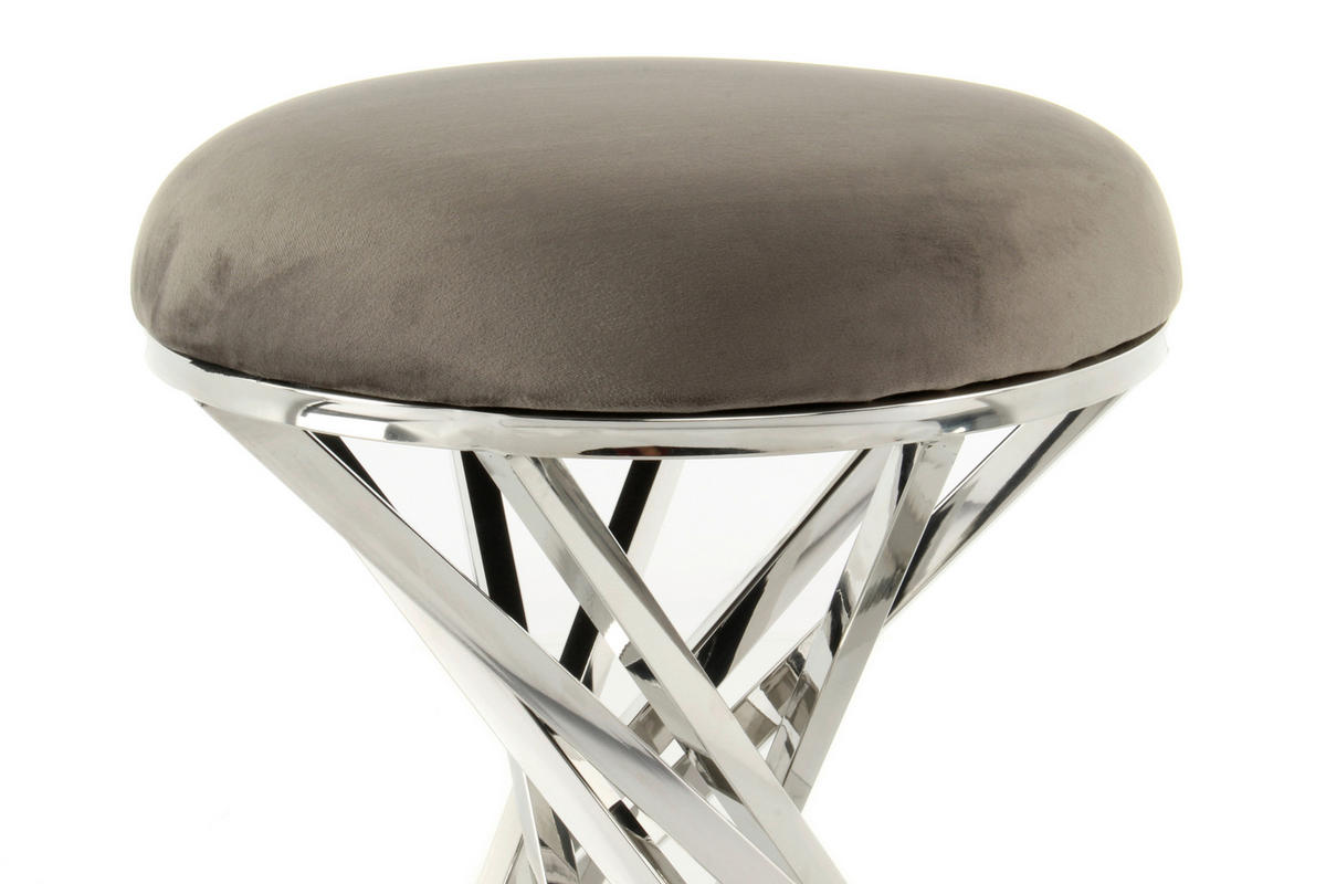 TABURETKA, kov, textil, 40/49/40 cm - sivá/strieborná, Trend, kov/textil (40/49/40cm)