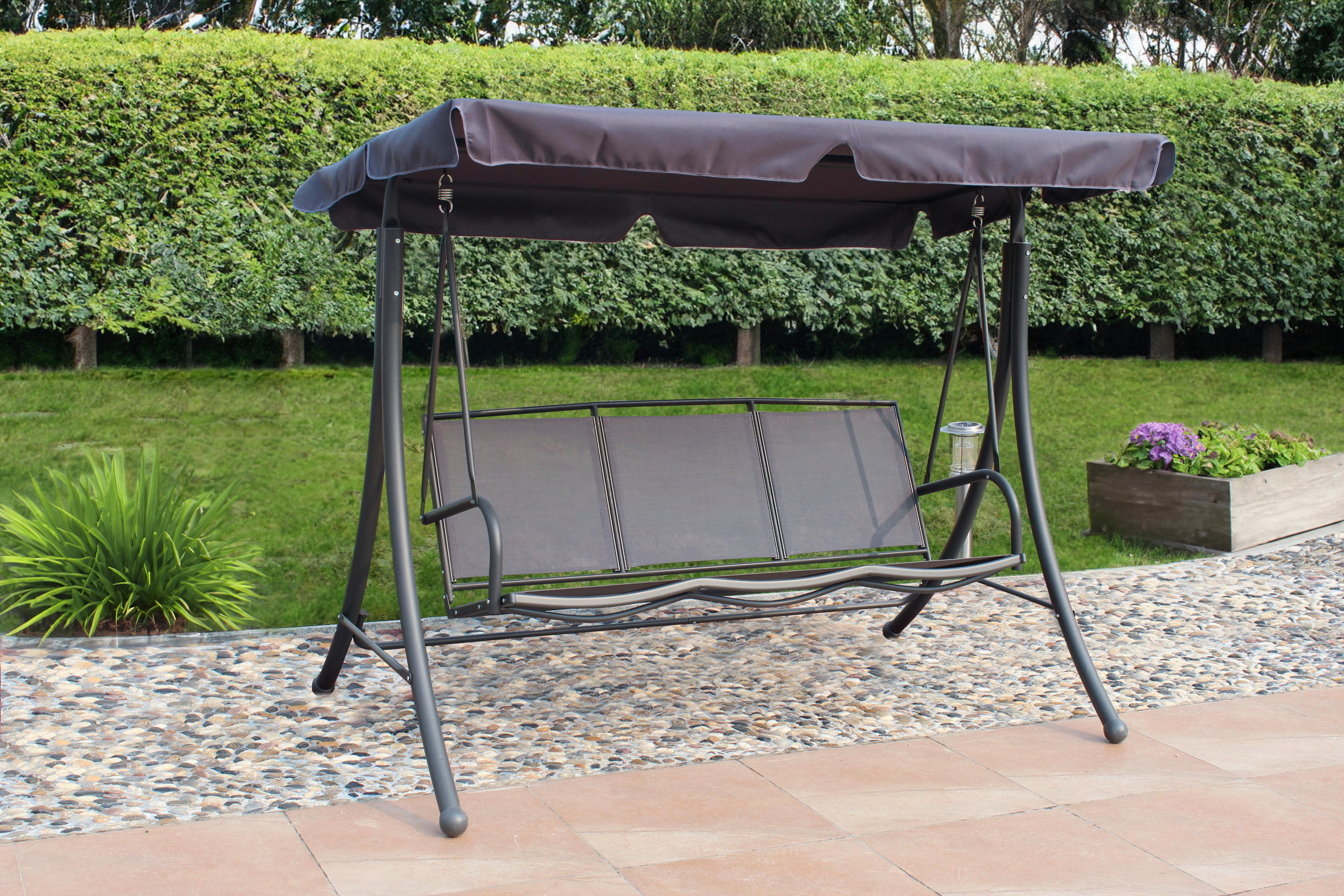 HOLLYWOODSCHAUKEL 201/159/130 cm  - Schwarz/Grau, Basics, Kunststoff/Metall (201/159/130cm) - Gardenson