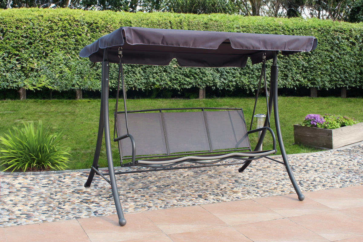 HOLLYWOODSCHAUKEL 201/159/130 cm  - Schwarz/Grau, Basics, Kunststoff/Metall (201/159/130cm) - Gardenson