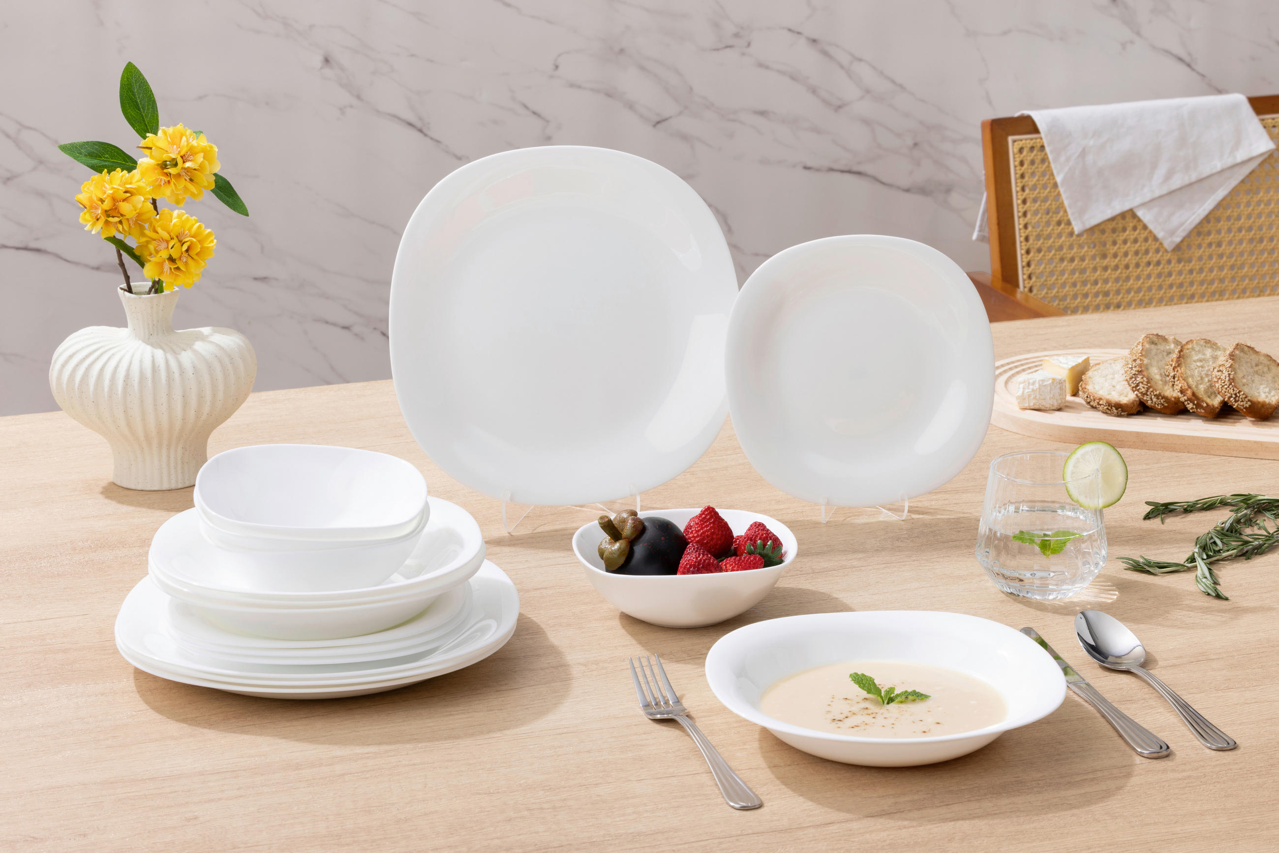 JEDÁLENSKÝ SERVIS sklo  - biela, Basics, sklo - Boxxx