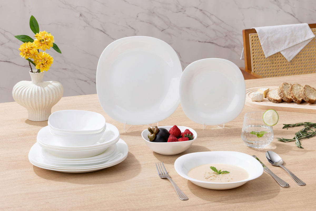 JÍDELNÍ SOUPRAVA sklo  - bílá, Basics, sklo - Boxxx