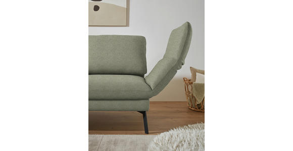 ECKSOFA  in Flachgewebe Salbeigrün Armteilverstellung, Relaxfunktion, Drehsitzfunktion  175-224/255-365 cm  - Salbeigrün/Schwarz, Design, Textil/Metall (175-224/255-365cm) - Dieter Knoll