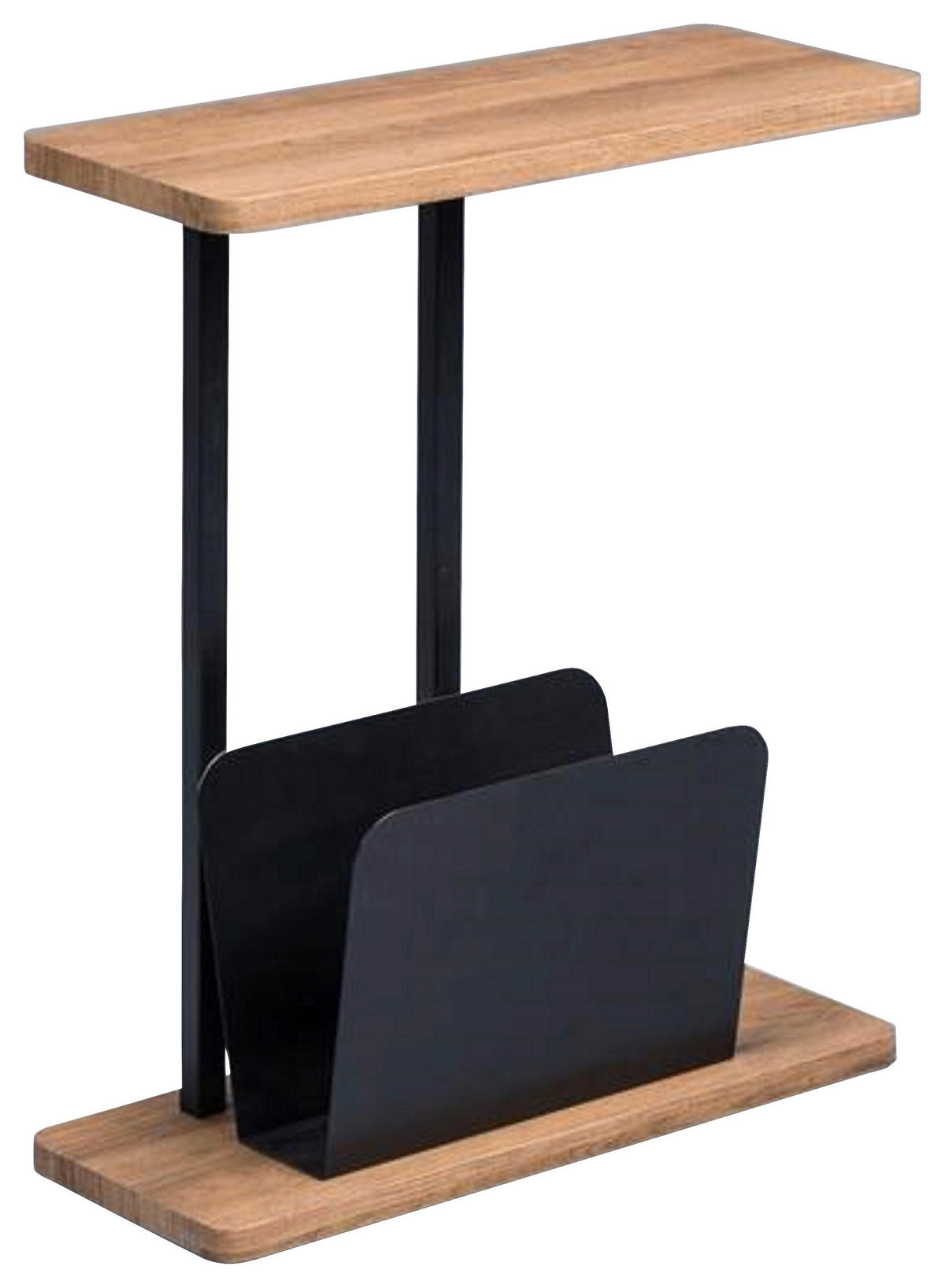 BEISTELLTISCH 20/50/60 cm Schwarz, Eichefarben rechteckig  - Eichefarben/Schwarz, Design, Holzwerkstoff/Metall (20/50/60cm)