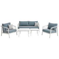LOUNGE GARNITURA aluminij  - modra/siva, Moderno, kovina/umetna masa (180/90/80cm) - Amatio