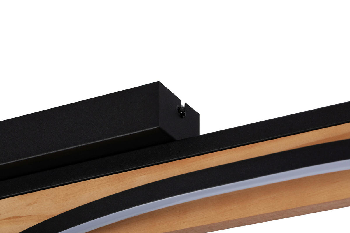 LED-DECKENLEUCHTE Zhang 120/12,5/10,5 cm   - Schwarz/Kieferfarben, Design, Holz/Kunststoff (120/12,5/10,5cm) - Novel