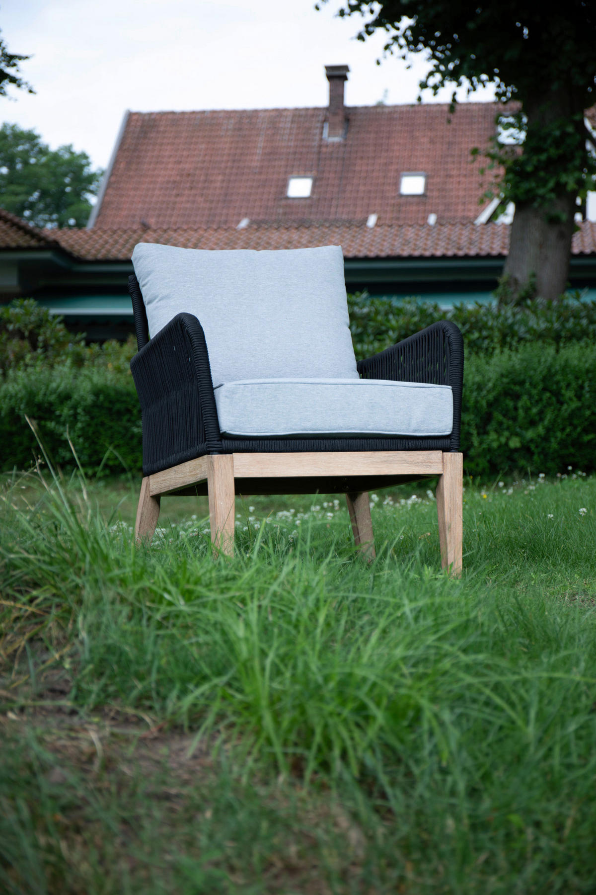 LOUNGEGARNITUR   135/90/73 cm  - Anthrazit/Hellgrau, Basics, Holz/Textil (135/90/73cm) - Acamp