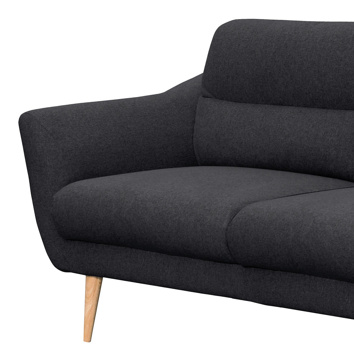 3-SITZER-SOFA in Webstoff Anthrazit  - Anthrazit/Buchefarben, Design, Holz/Textil (209/87/88cm) - Livetastic