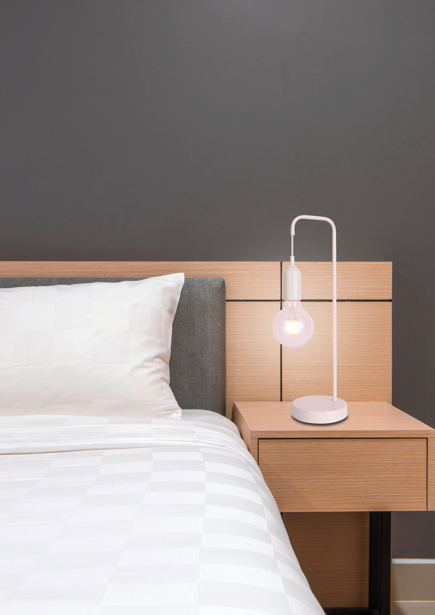 BORDSLAMPA Laren 15/13/46 cm   - vit, Trend, metall/textil (15/13/46cm)