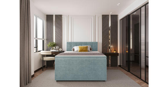BOXSPRINGBETT 120/200 cm  in Hellblau  - Schwarz/Hellblau, KONVENTIONELL, Kunststoff/Textil (120/200cm) - Carryhome