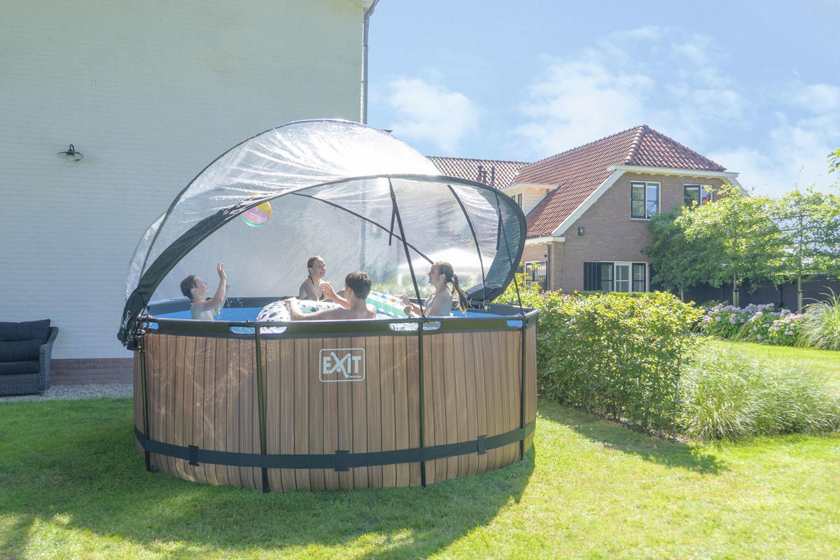 POOL-SET WOOD 360/122 cm  - Braun, KONVENTIONELL, Metall (360/122cm) - EXIT Toys