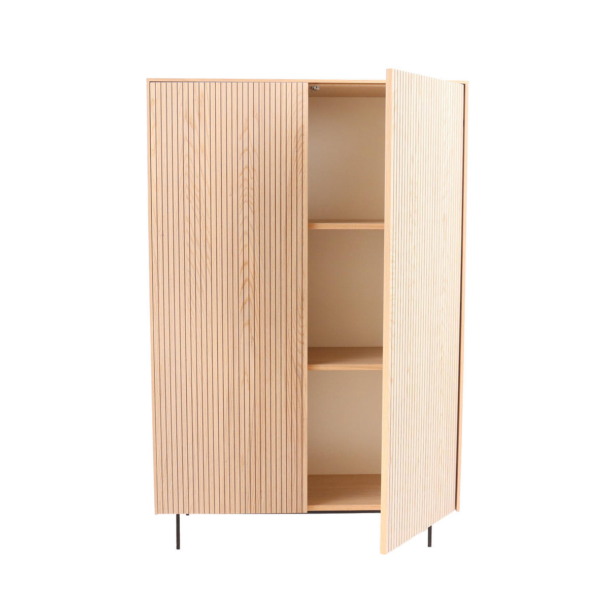 HÖG BYRÅ  i 90/125/38 cm  - ek Bianco/svart, Modern, metall/trä (90/125/38cm) - Niels Andersson