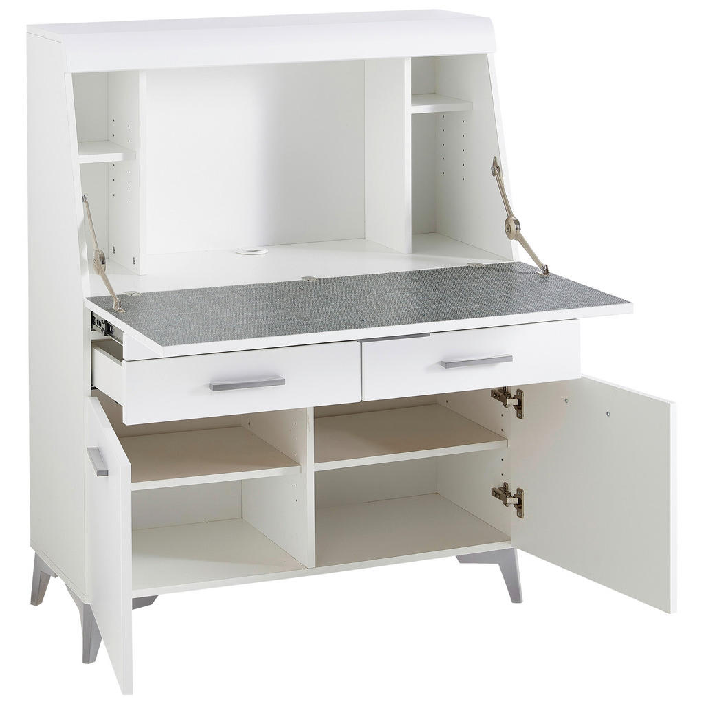 Thumbnail - Carryhome Sekretär, Weiß, Kunststoff, 2 Schubladen, 98x124x42 cm, Kabeldurchlass, Stauraum, Arbeitszimmer, Schreibtische...