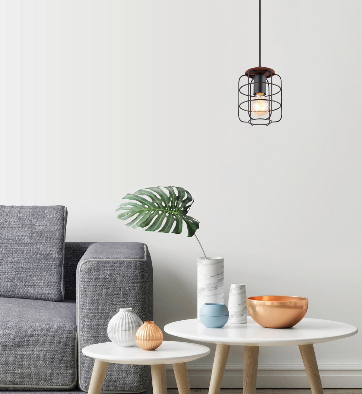 VISEČA SVETILKA        15/120 cm      E27 - črna/rjava, Trend, kovina/umetna masa (15/120cm)