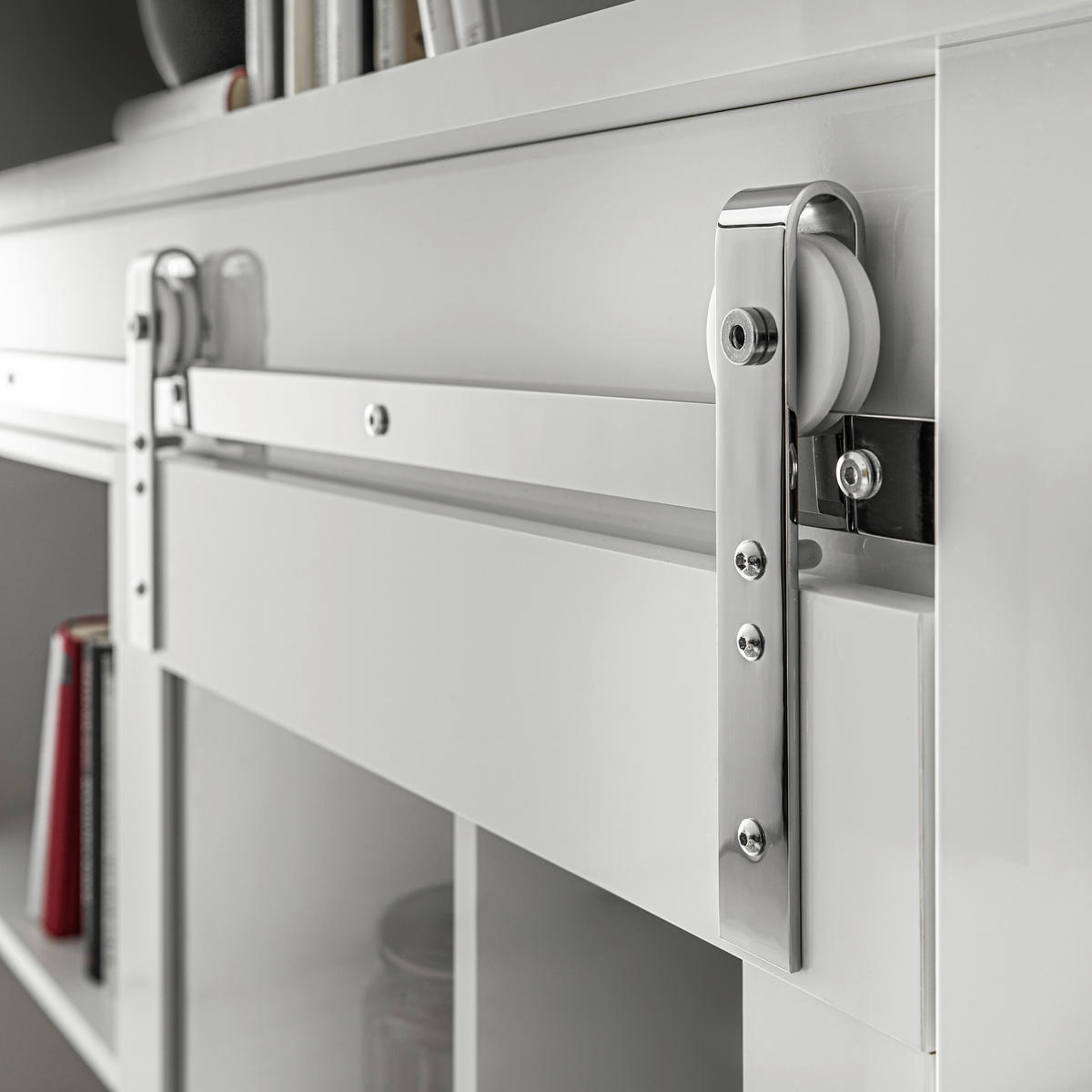 WOHNWAND 3-teilig  in Weiß, Weiß Hochglanz  349/170/43 cm  - Chromfarben/Weiß Hochglanz, Design, Holzwerkstoff/Metall (349/170/43cm) - Livetastic