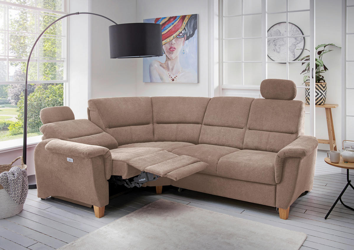 ECKSOFA in Struktur Hellbraun  - Wildeiche/Hellbraun, Konventionell, Holz/Textil (186/237cm) - Livetastic