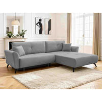 KOTNA SEDEŽNA GARNITURA, gladka tkanina siva  - črna/siva, Design, kovina/tekstil (270/183cm) - P & B
