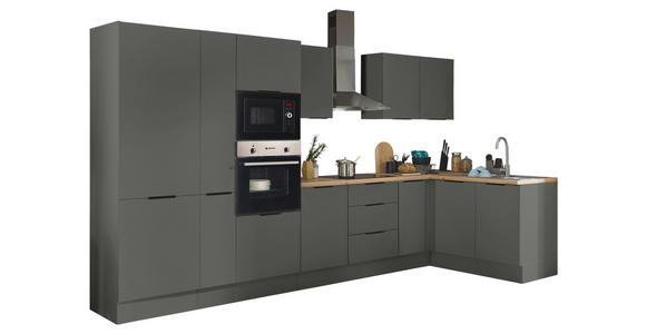 ECKKÜCHE 360/165 cm  in Graphitfarben  - Schwarz/Graphitfarben, Basics, Holzwerkstoff/Metall (360/165cm) - Xora