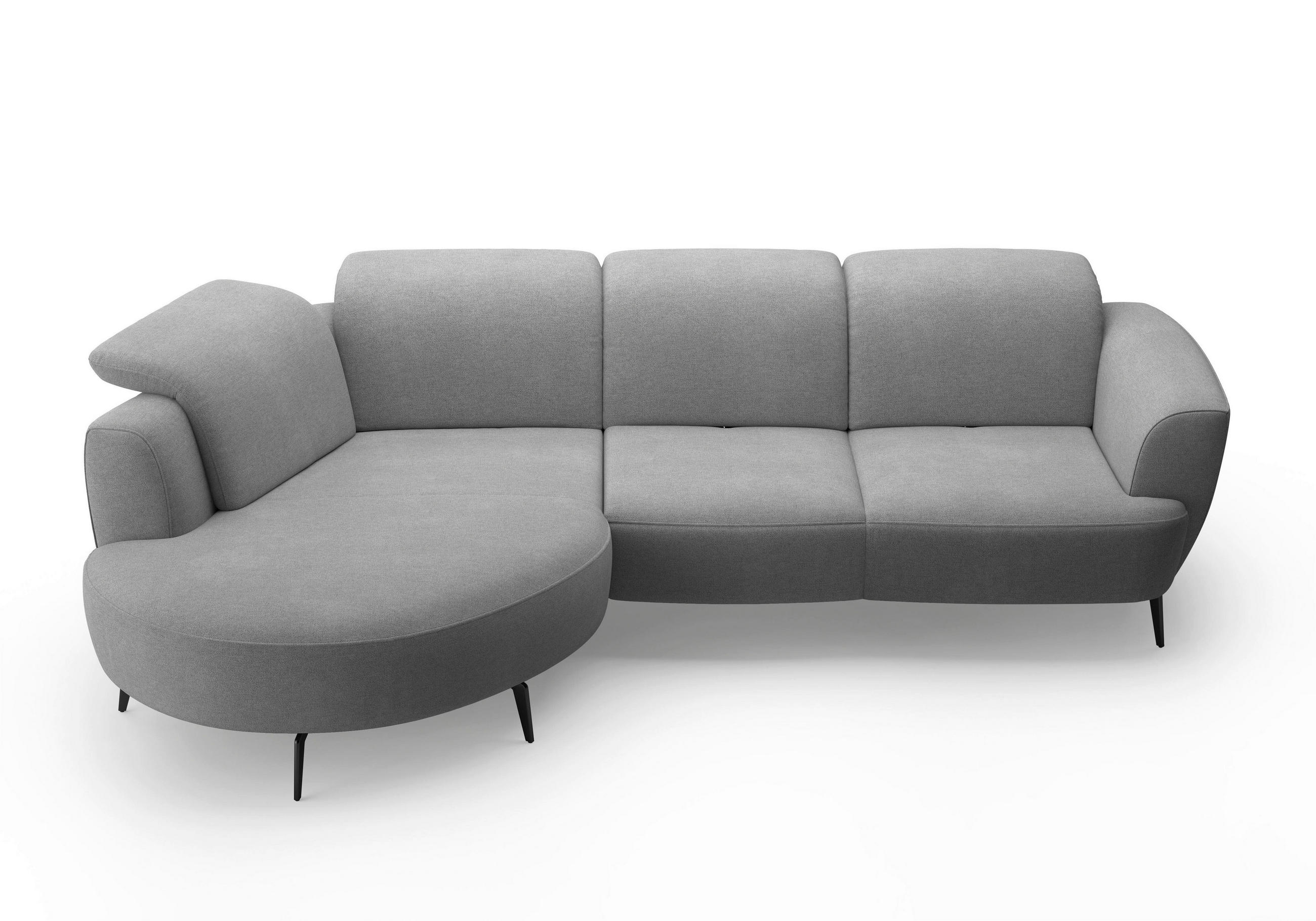 ECKSOFA in Mikrofaser Grau  - Schwarz/Grau, Konventionell, Textil/Metall (199/309cm) - Sit & More