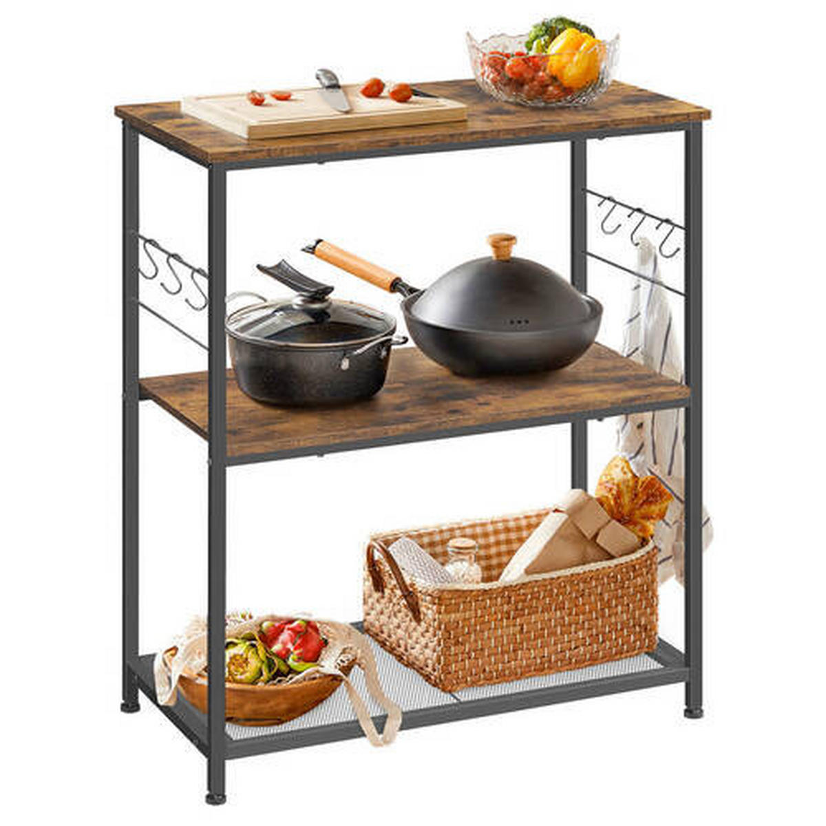 KÜCHENINSEL 80/90/40 cm  in Braun, Schwarz  - Schwarz/Braun, Basics, Holzwerkstoff/Metall (80/90/40cm) - Boxxx